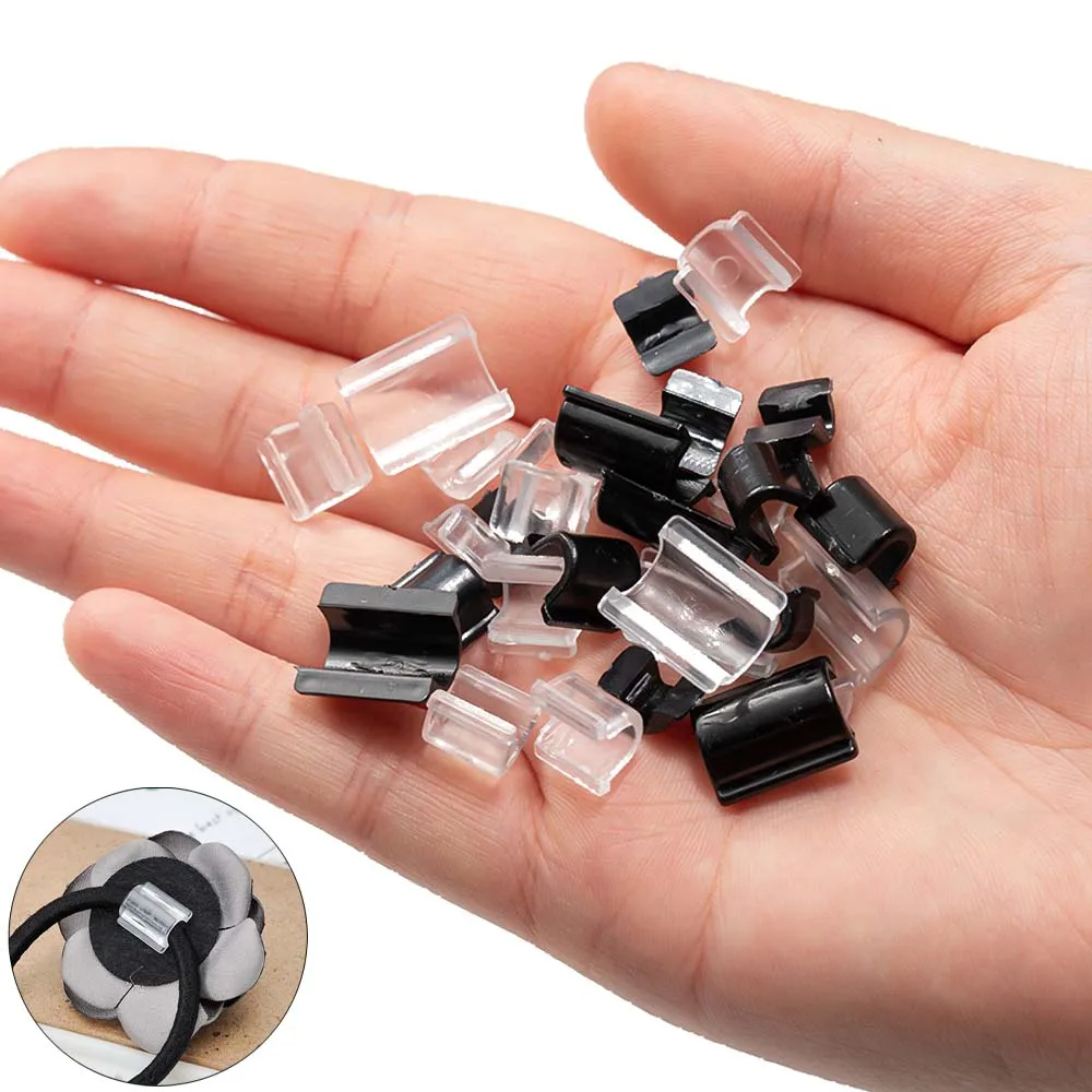 100pcs Plastic Buckle Clasp Connector For DIY Elastic Hair Rubber Ties Bands Bow Jewelry Making Supplies Accessories Materials