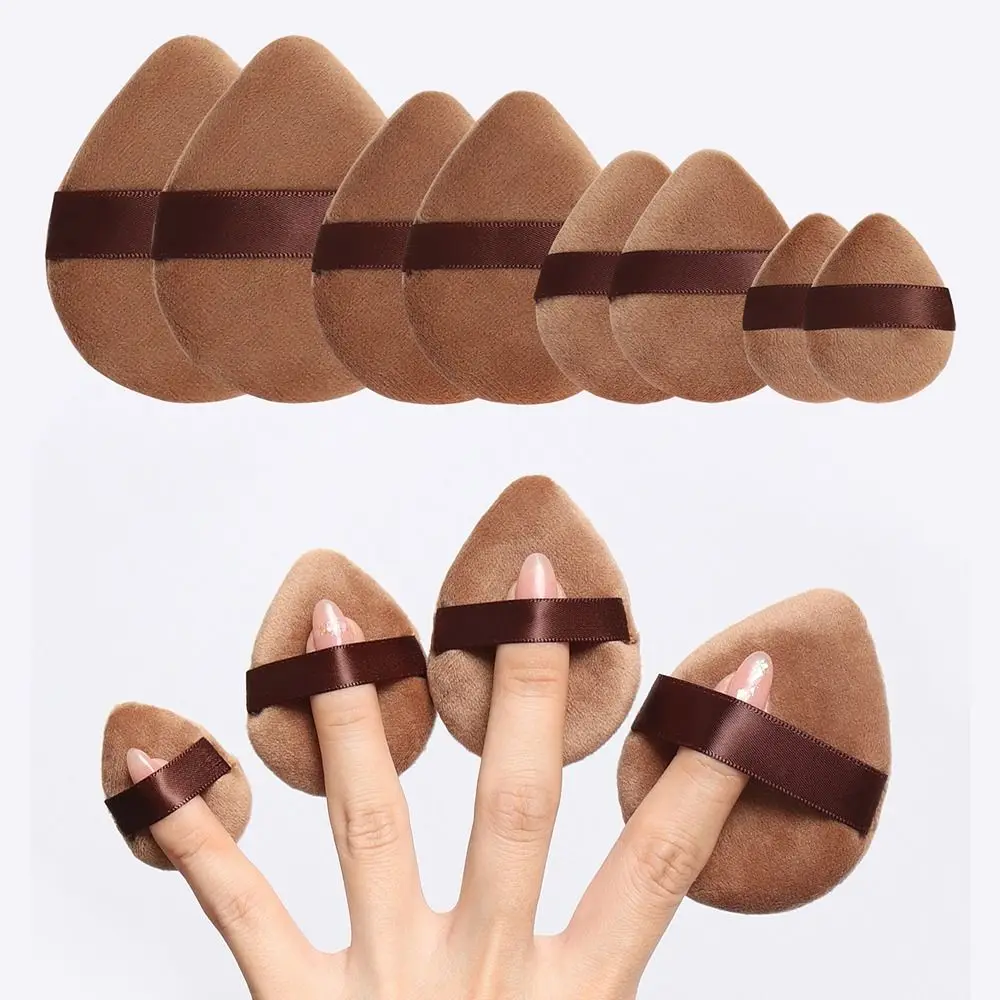 S/M/L Velvet Cosmetic Powder Puff Natural Brown Super Soft Thumb Air Cushion Puff Blush Fingertip Mini Finger Puff Makeup Puff