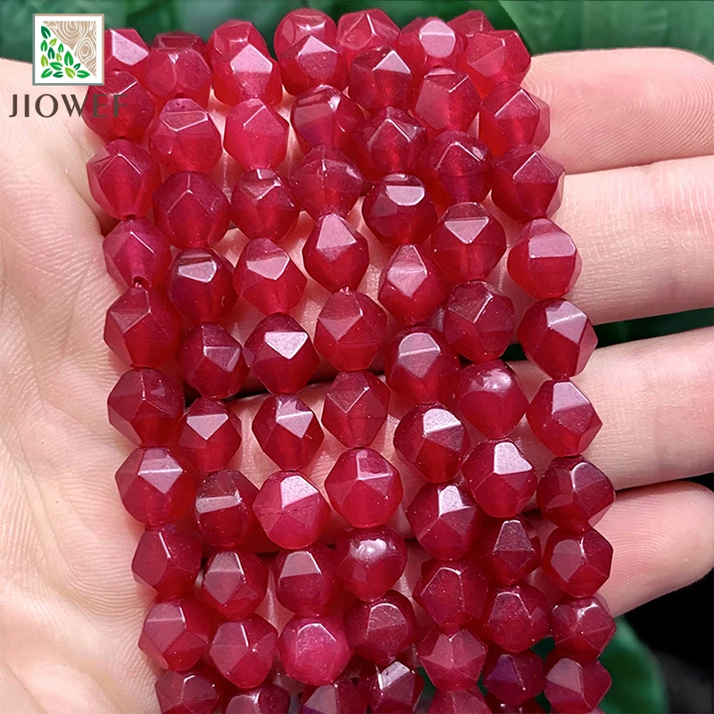 Smooth Natural Stone Faceted Treasure Red Chalcedony 8mm Spacer Loose Beads for Making Jewelry DIY Bracelet Earrings 14