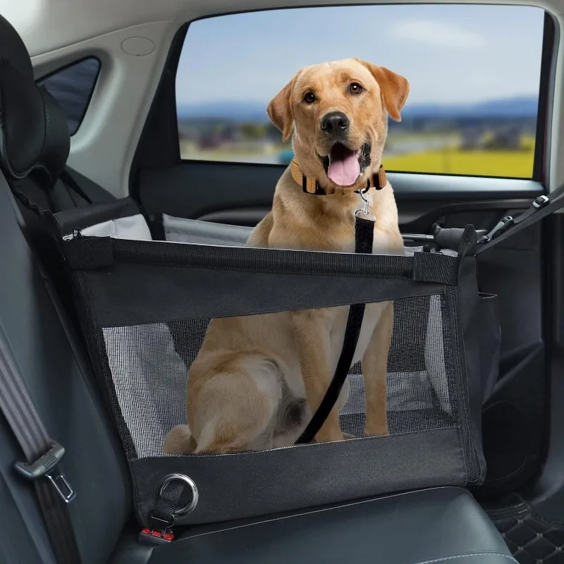 

Car pet mat dog basket Car Travel dog mat Rear half seat hammock with hook breathable mesh folding kennel