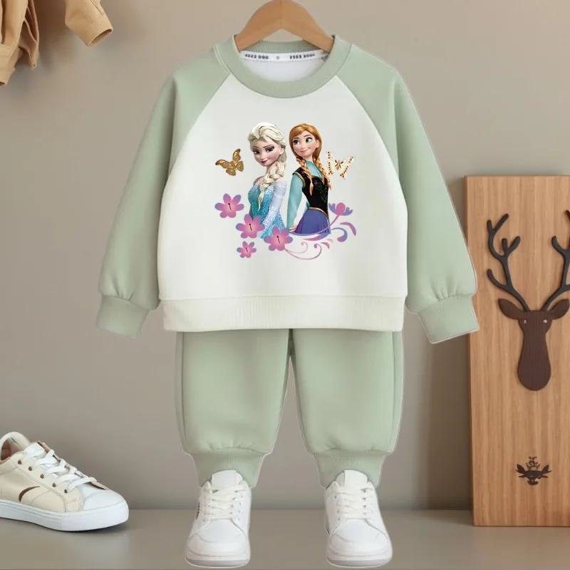 ديزني ميني المطبوعة الفتيات بلوزات غير رسمية مجموعات الاطفال س الرقبة هوديس وبنطلون طويل 2 قطعة مجموعة الأطفال رياضية جديد #5