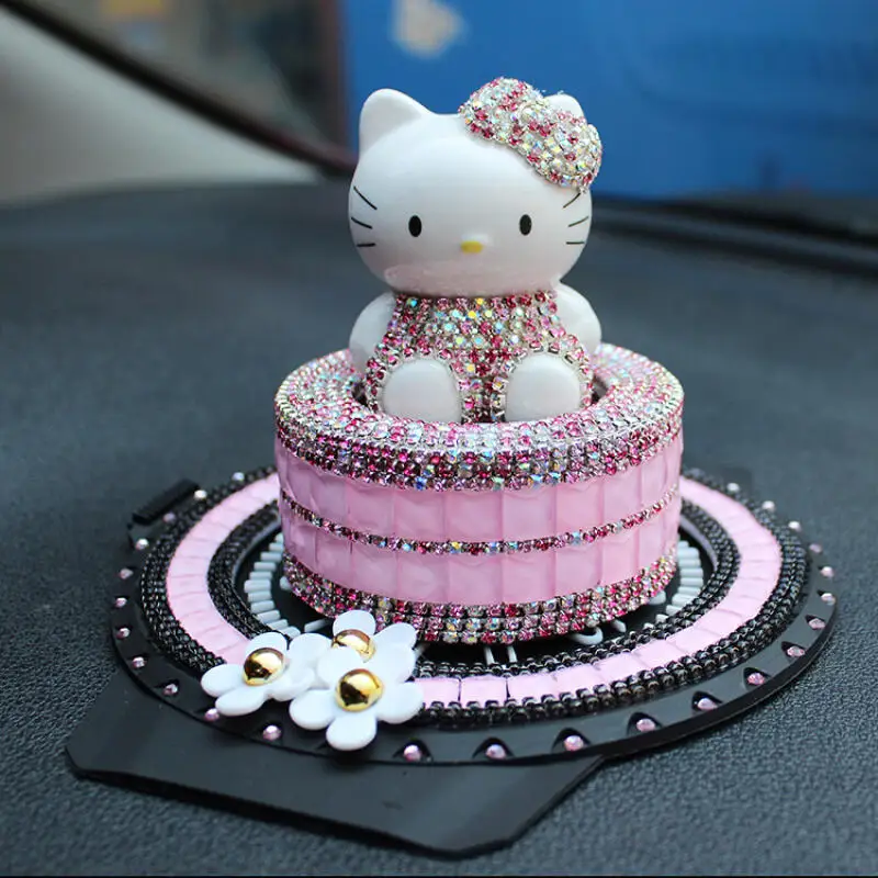 

Аниме Kawaii Hello Kitty, милый орнамент Sanrio, автомобильные духи, алмазная коробка, украшение, авто центральная консоль, аксессуары для интерьера, подарок