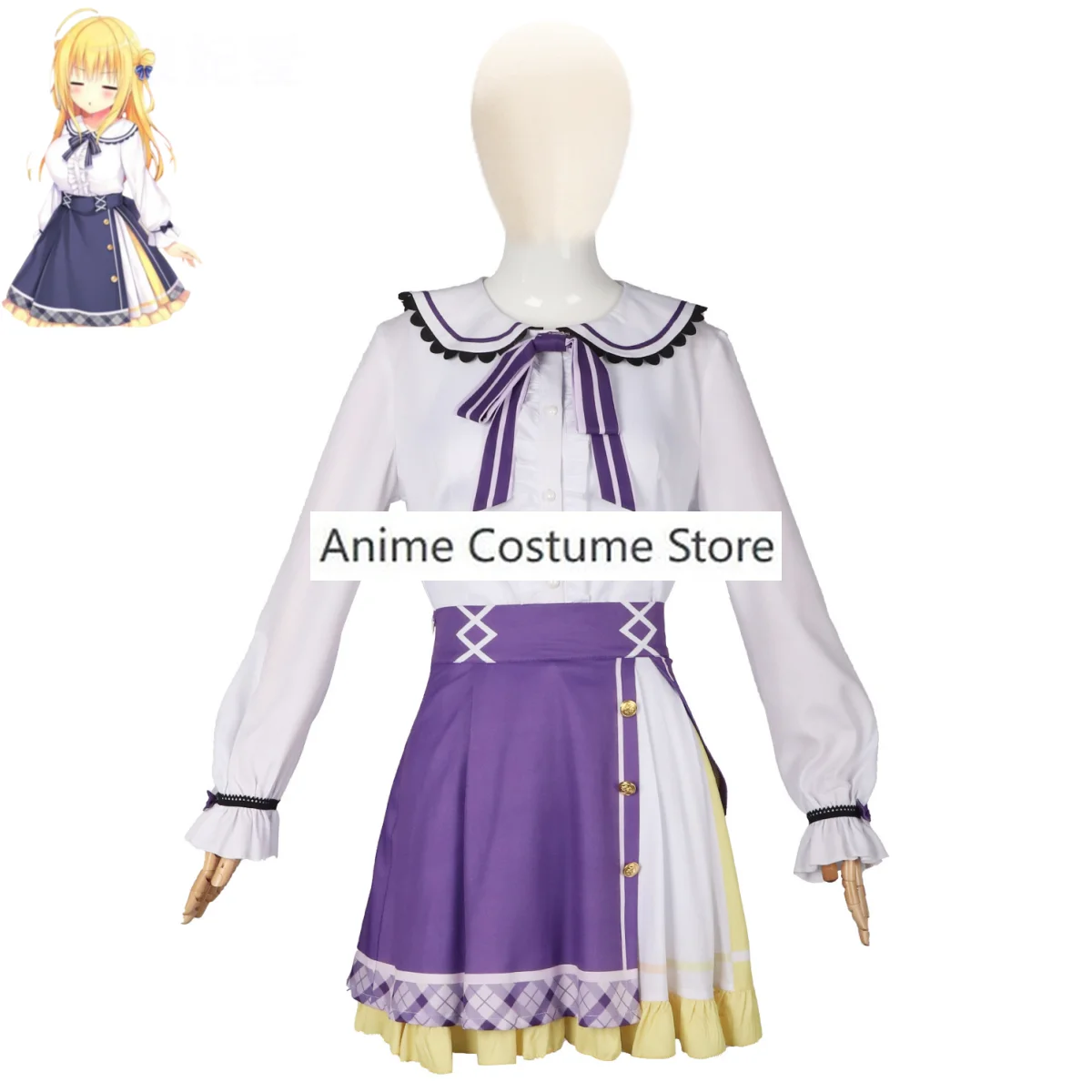 Anime Hamidashi Creative Izumi Hiyori Cosplay Costume White Purple Skirt Lovely Lolita Woman Sexy Carnival Masquerade Ball Suit