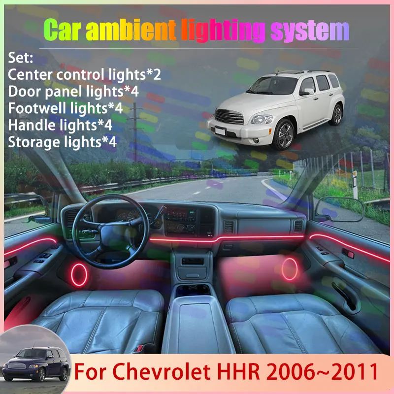 Para Chevrolet HHR 2006~2011 2007 2008, Juego de Luces Ambientales para Auto, 2/24 en 1, Lámpara RGB, Conjunto de Luces Decorativas