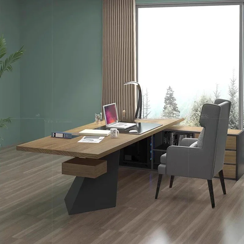 J Reception Work Desk Executive Pullout Under Computer Modern Gaming Standing Work Drawers Scrivania Elettrica Wood Furniture