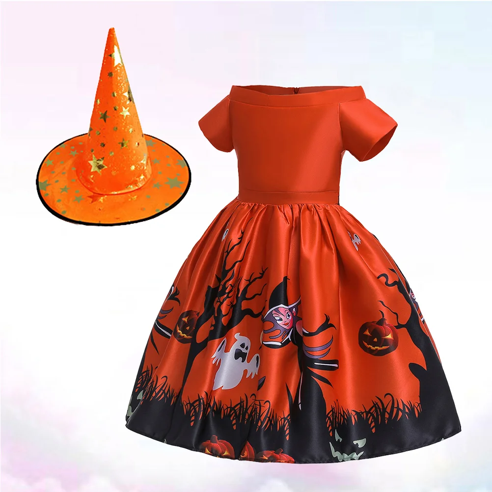 

Make up Child Kids Clothes Witch Ghost Skull Cosplay Prom Dress for Halloween Costume