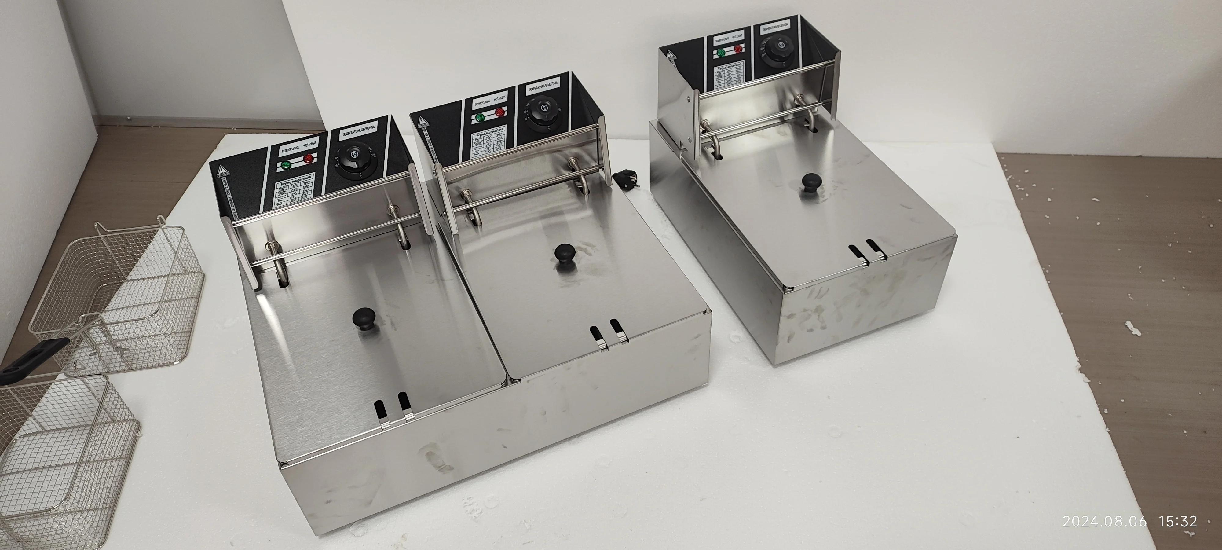 Steel 220V Chip Frying Machine Restaurant Equipment Potato Chips Fryer &Commercial 6L+6L Electric Fryer Stainless view 5