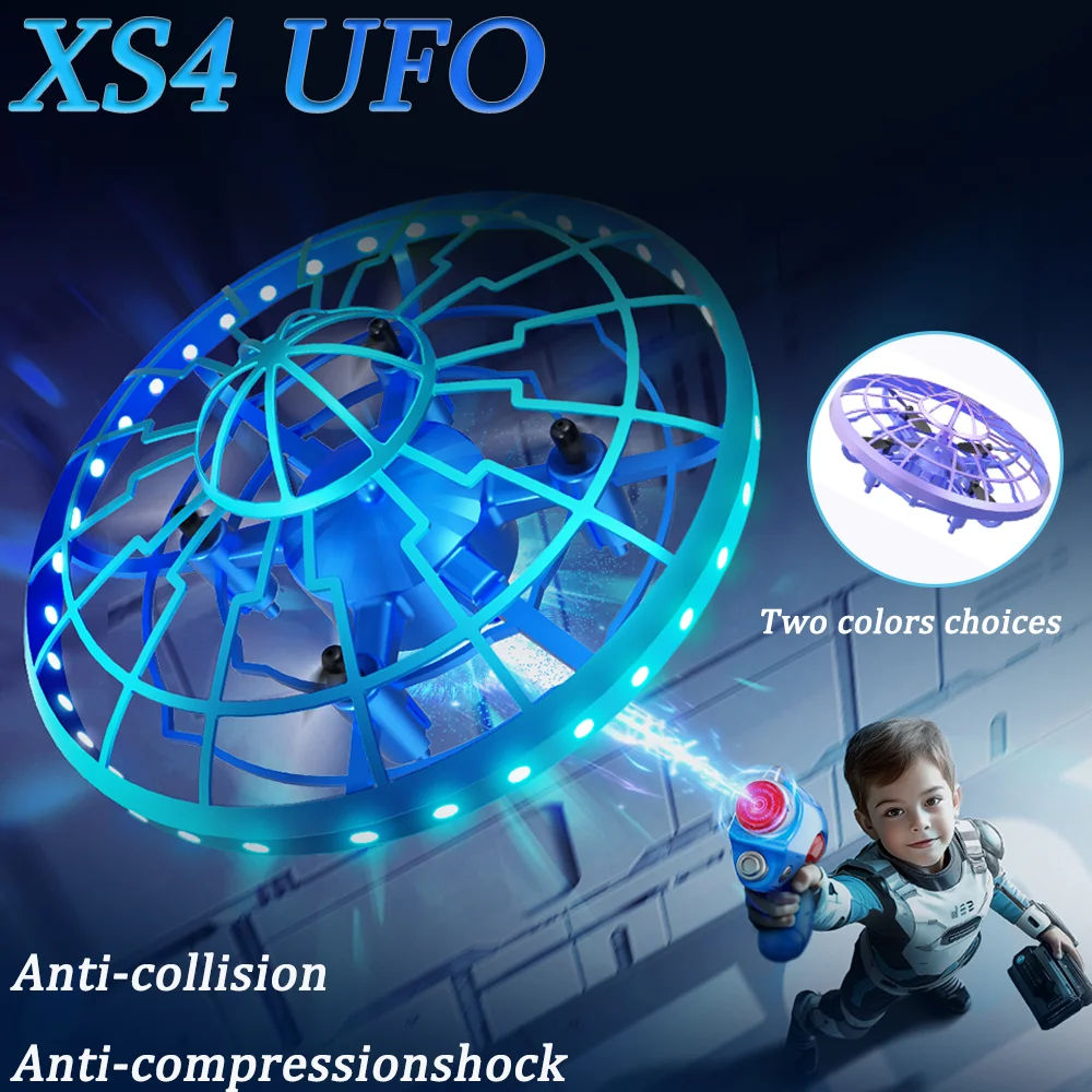 

XS4 Многоцветная инфракрасная летающая тарелка-дрон Мини-индукционная летающая игрушка для детей с дистанционным управлением на день рождения НЛО летающие игрушки