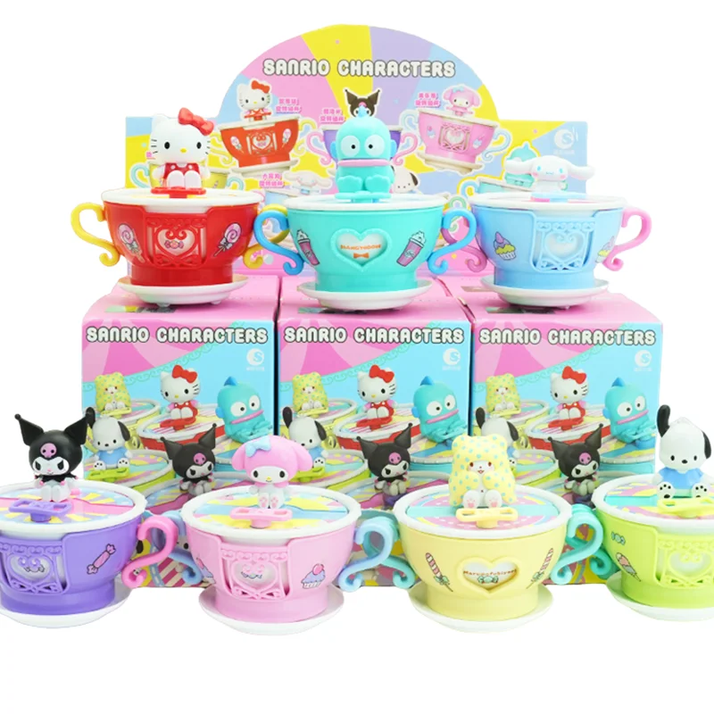 Sanrio Hello Kitty Kuromi ma mélodie Pochacco cannelle dessin animé figurines rotatif Clink tasse série bloc de construction enfants jouets