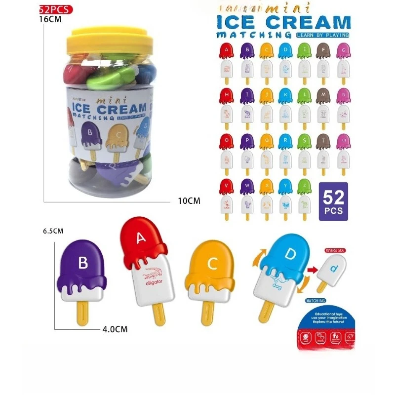 Children's Montessori educational ice cream letter matching baby color word cognition early education educational perceptual toy