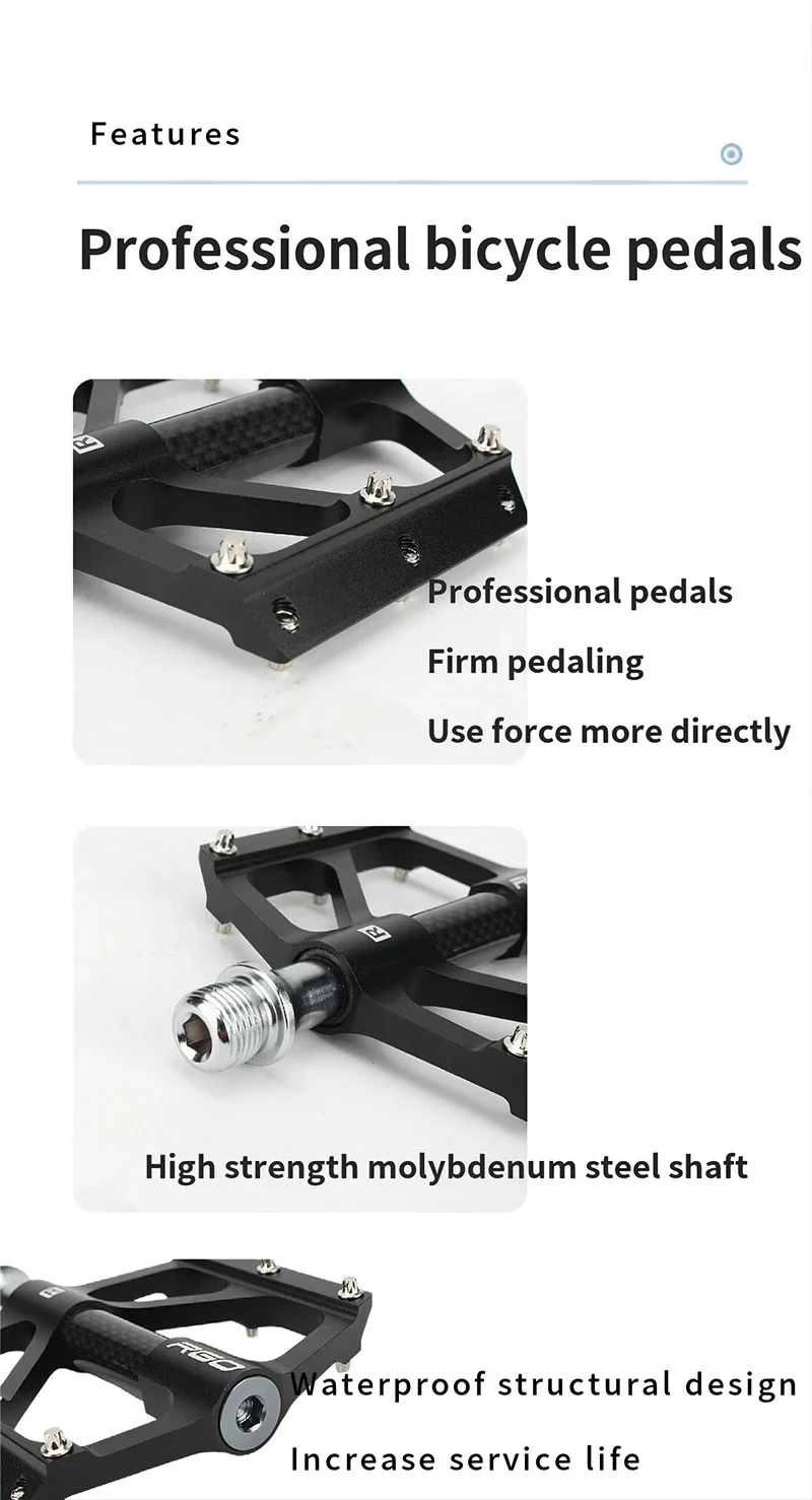 RGO Carbon Faser Pedal Rennrad Pedal 3-Lager Aluminium Legierung Anti-skid Mountainbike Pedal Fahrrad Zubehör – Detail 7