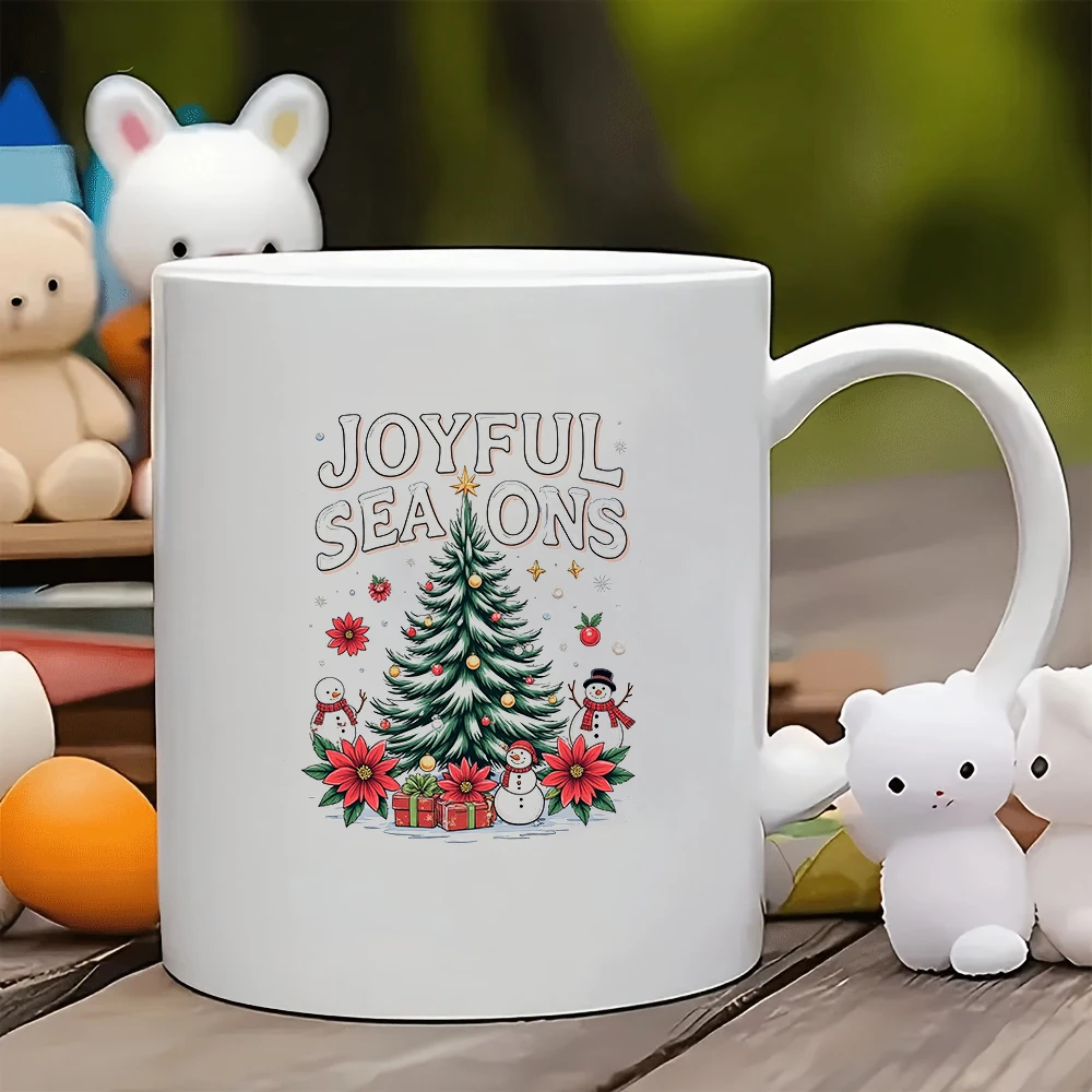 

11oz Coffee Cup Holiday Cartoon Illustration Christmas Gift Kids Water Cup Perfect for Home and Office Bring Festive Atmosphere