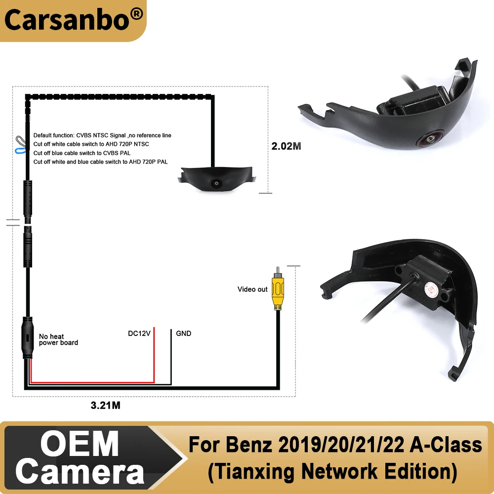 

Carsanbo Car Camera For Benz A Class 2019 2020 2011 2022 AHD Front View OEM Camera HD Fisheye 150 ° Camera Night Vision