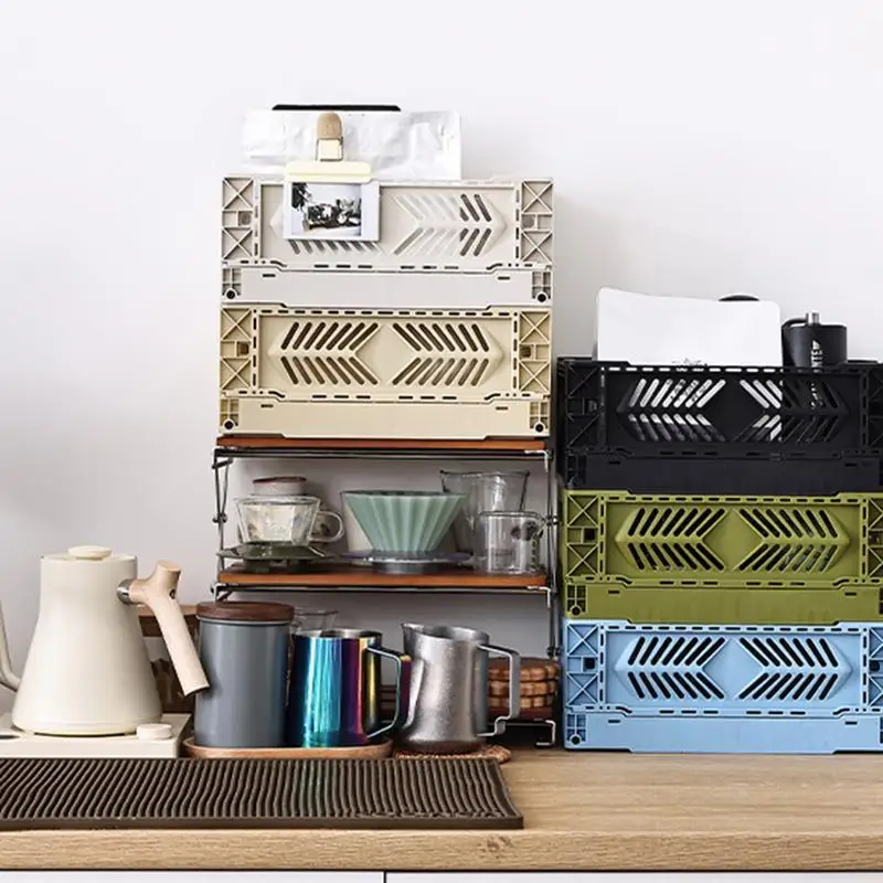 صندوق تخزين بلاستيكي قابل للطي ، سلة قابلة للتكديس ، مكياج لطيف ، مجوهرات ، ألعاب ، منظم ، محمول #3