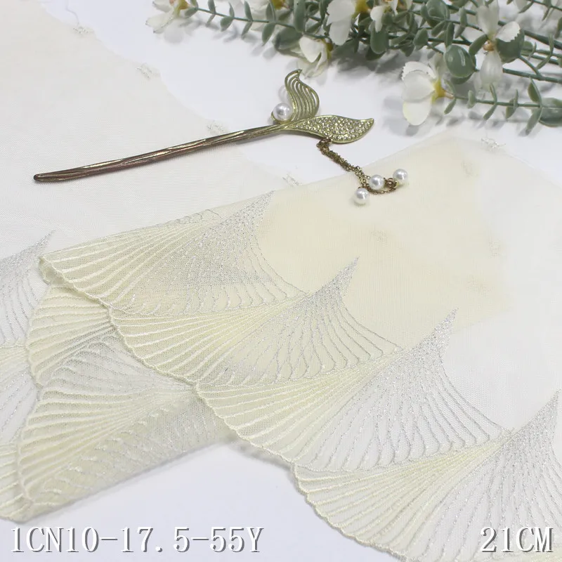 42Yards Yellow Mesh Shell Embroidery Lace For Clothing Accessories Dress Sewing Applique Costume Lace Fabric Wedding