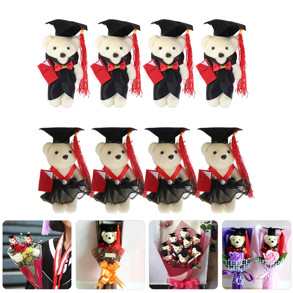 

8 Pcs Graduation Season Dr Bear Toy Gift Modeling Dolls for Bouquet Plush Cartoon