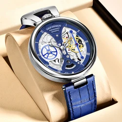 LIGE Men Watch Creative Quartz Watches Fashion Casual Waterproof Auto Date Leather Band Luxury Watch Men Gentleman Gift+Box