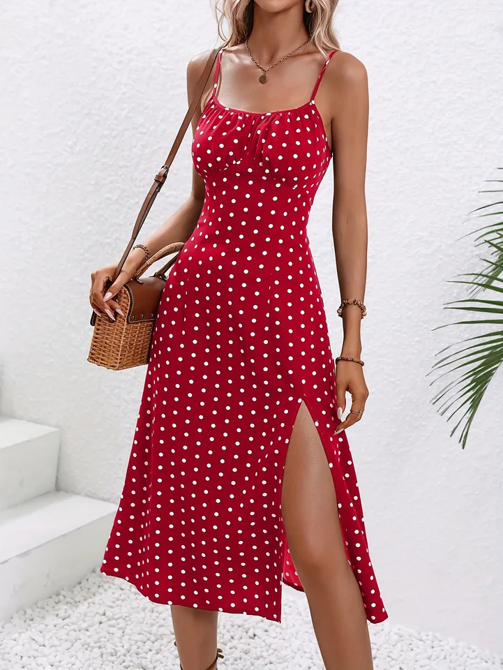 Vestido de Verano Boho para Mujer 2024 con Estampado Floral, Tirantes Finos, Escote Cuadrado y Abertura Lateral Elegante 6
