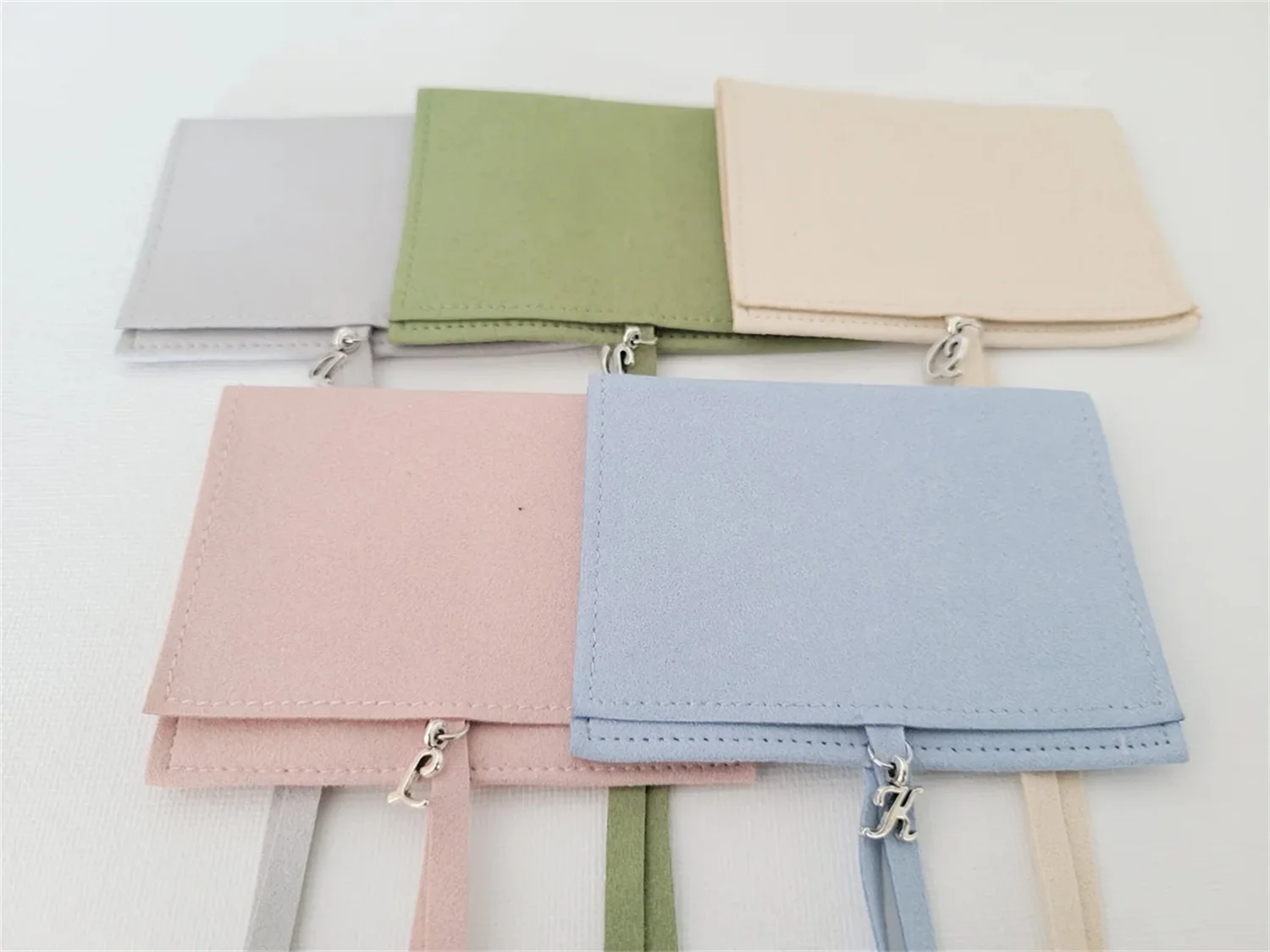 

Personalized Suede Jewelry Pouch.Jewelry Gift Wrap and storage.Jewelry Bag with two compartments.Bridesmaid Gift. Silver Script