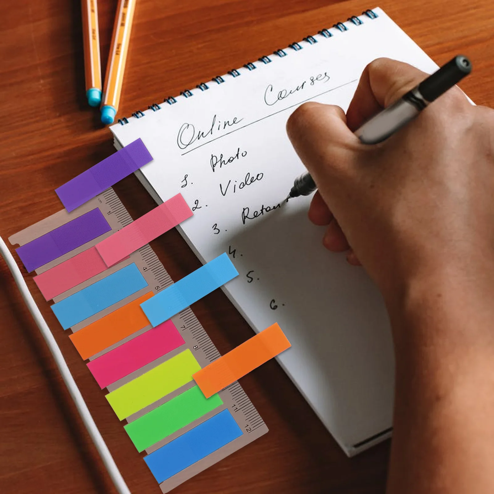 

10 Sets Colorful Index Tabs Writable Bookmarks Page Markers Office Supplies Plastic Stickers Use