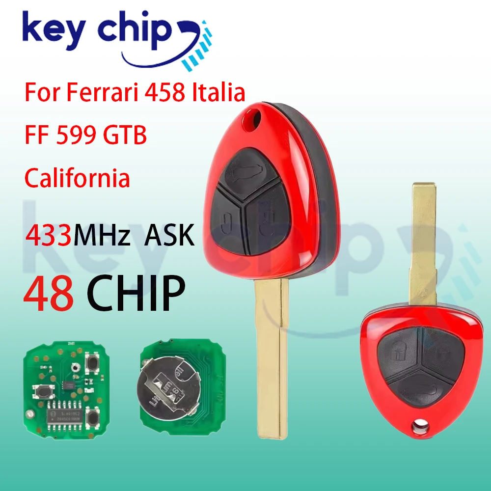 Capa de Chave Remota Inteligente Substituta para Ferrari 458 F430 612, Carcaça de Chave com 1/3 Botão, Lâmina em Branco Não Cortada