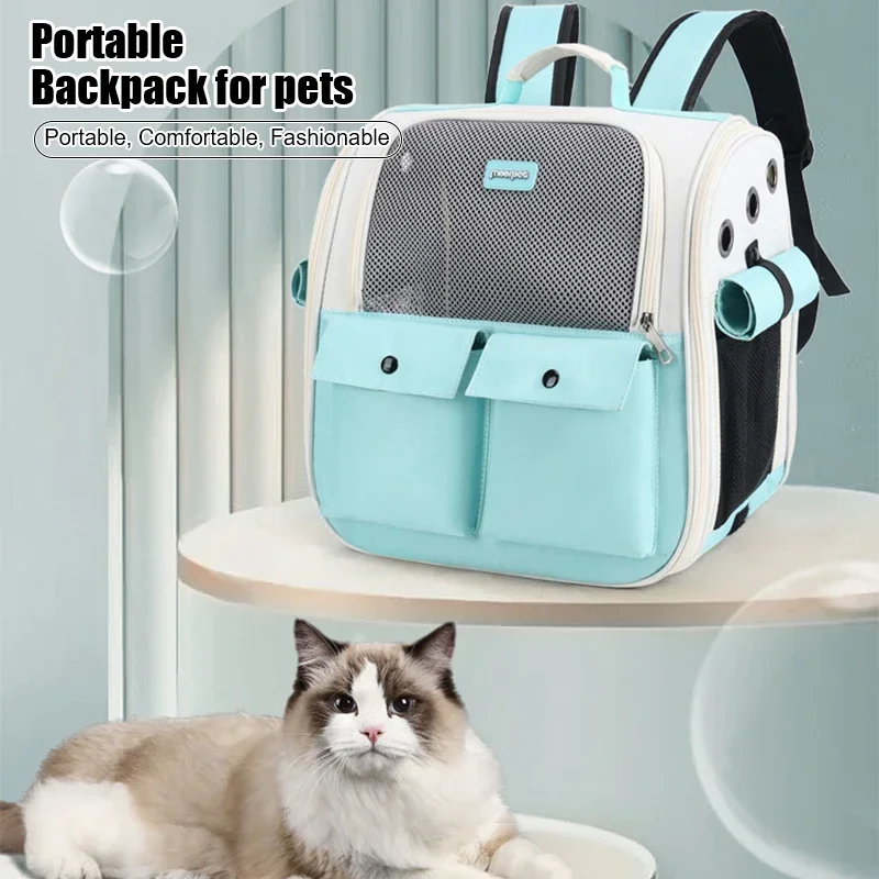 Pet Backpack Portable Cat and Small Dogs Outdoor Carrier Foldable Ventilated Design Large Cat Dog Backpack Carrier Bag