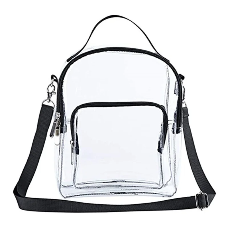 Transparent PVC Ladies Handbags Stadium Approved Women Clear Bag See Through Fashion Waterproof Casual Simple for Festival Games