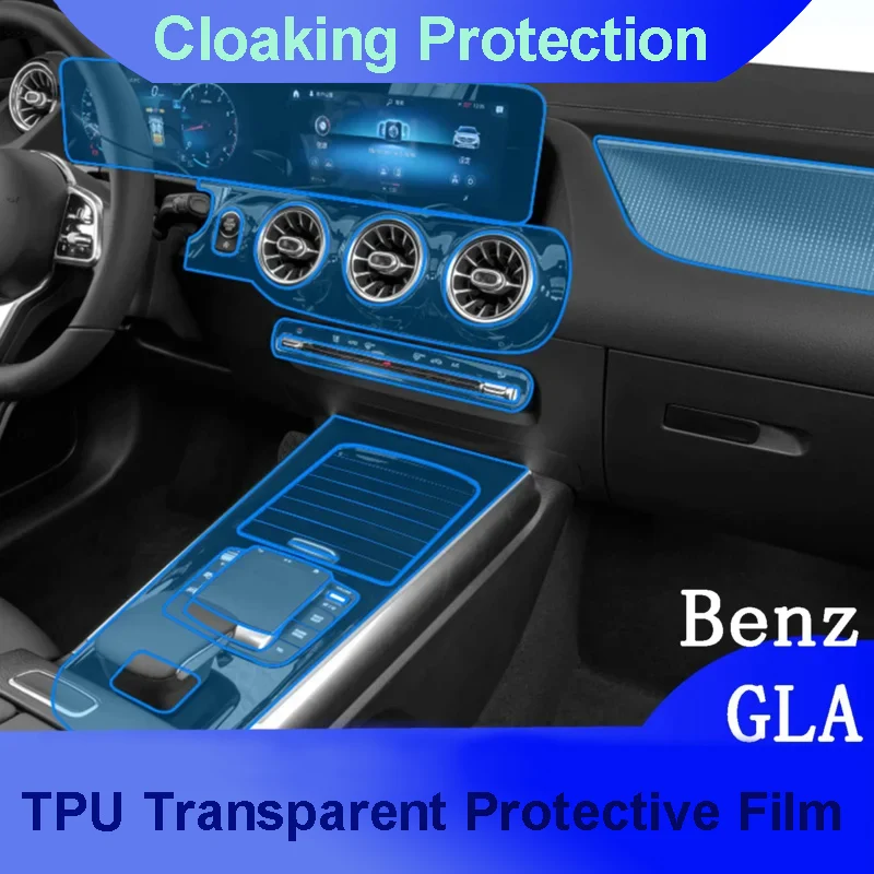 

For Mercedes Benz GLA H247 2020 Car Interior Center Console Transparent TPU Protective Film Anti-scratch Sticker