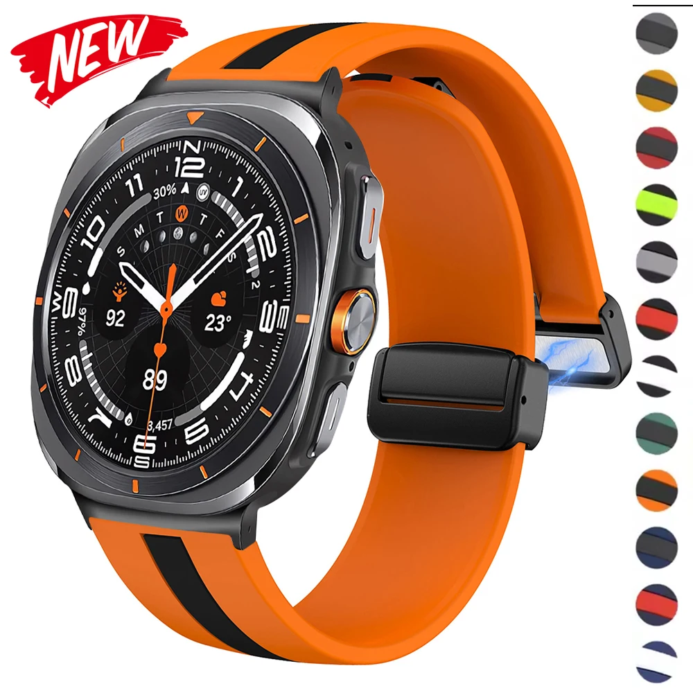 Correa deportiva de silicona magnética sin huecos para Samsung Galaxy Ultra 2025 2/1 47mm, ajuste rápido para reloj 8 Classic 46mm 8 40mm 44mm