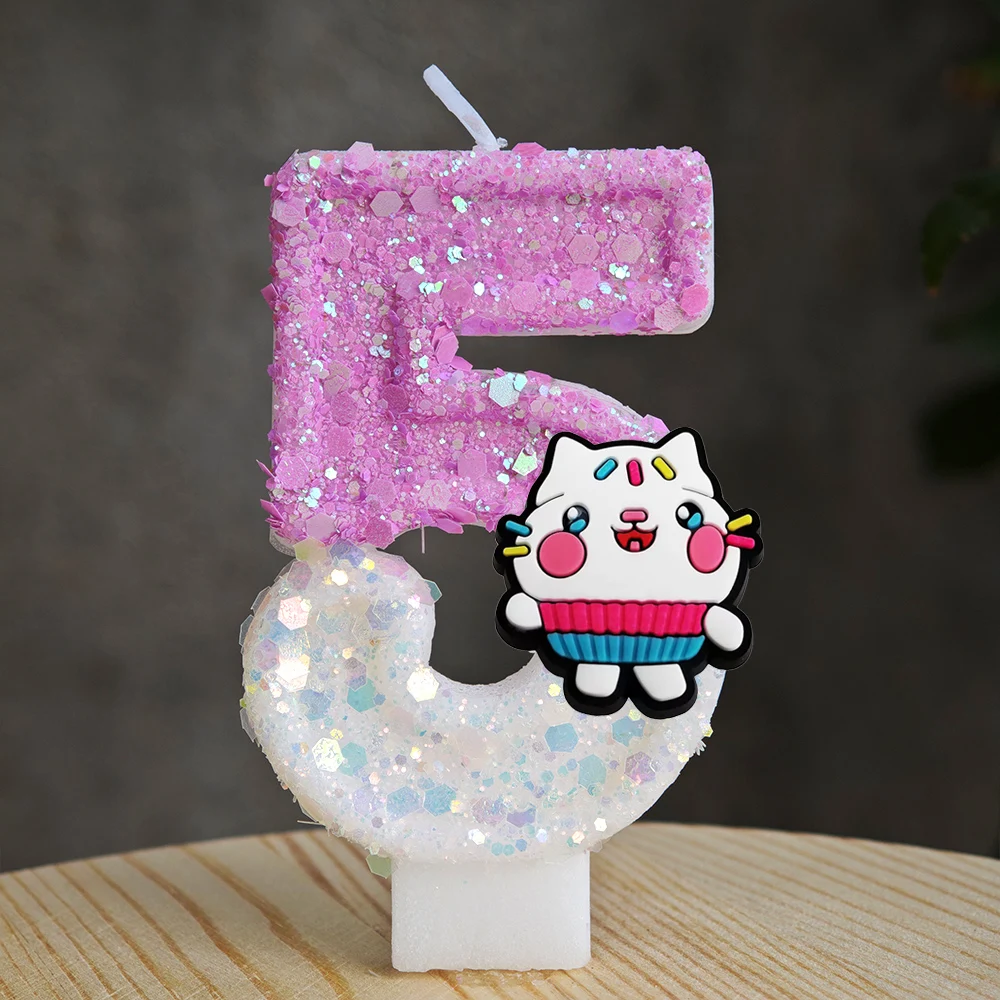 Simpatica candela per casa delle bambole Gabbys numero 0-9 Anime Festa di compleanno per bambini Candele per torta di compleanno Regali per feste per baby shower
