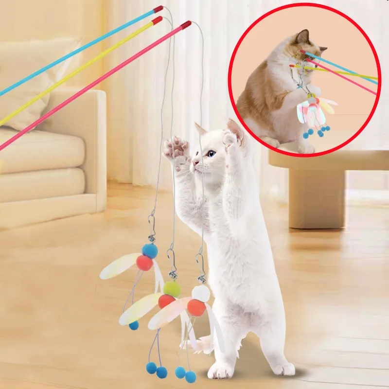 Cat Toy Cats Stick Cat Toys Interactive Bite Resistant Cats Toy Butterfly Toys for Cats Teasing Pet Teaser Sticks Pet Products