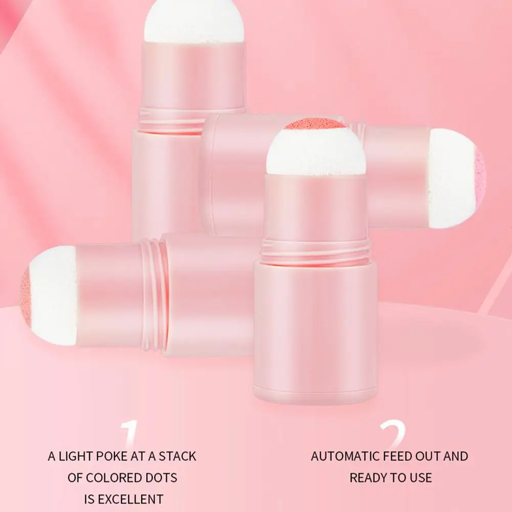 Waterproof Cheek Blush Stick With Sponge Head For Brightening Face Contouring Girly Blush Stick With Sponge Head Korean Mak A4K5