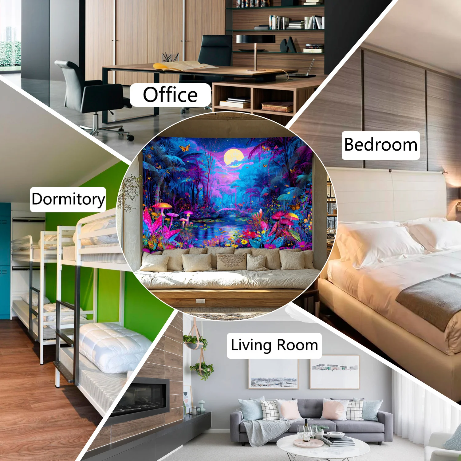 VIKAMA مسحور الغابات نسيج غرفة المعيشة ميزة جدار ديكور غرفة نوم البوهيمي نمط المفروشات المنزلية لهجات الغرفة