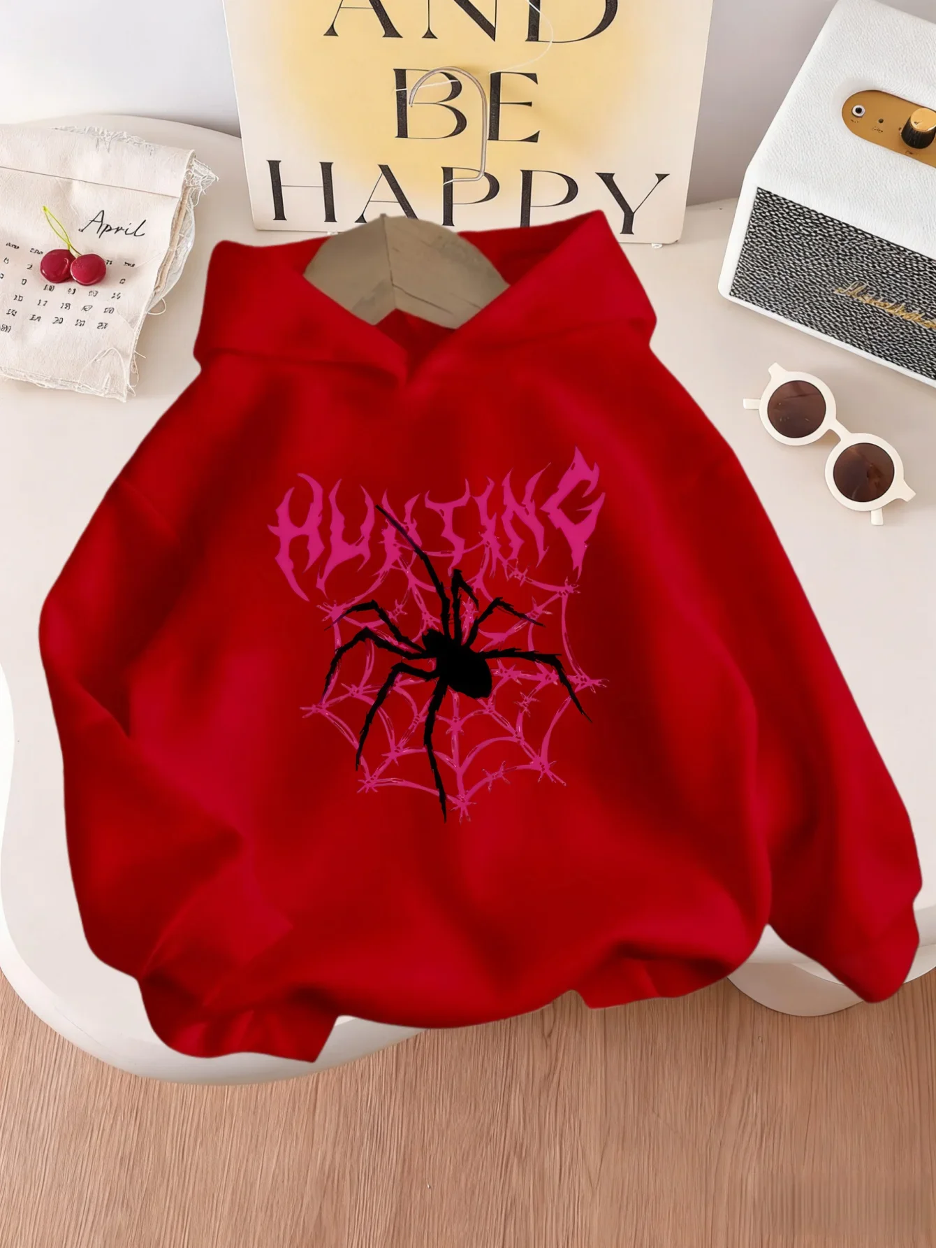 Kids Teen Girls Y2K Goth Spider Web Graphic Printed Hoodies Black Punk Sweatshirt Halloween Long Sleeve Pullover Tops