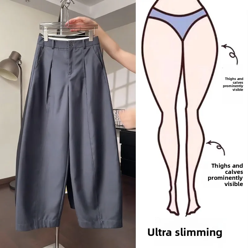 

Весенне-летняя новинка: женские свободные брюки с широкими штанинами, высокая талия, повседневные брюки больших размеров, модная одежда больших размеров.