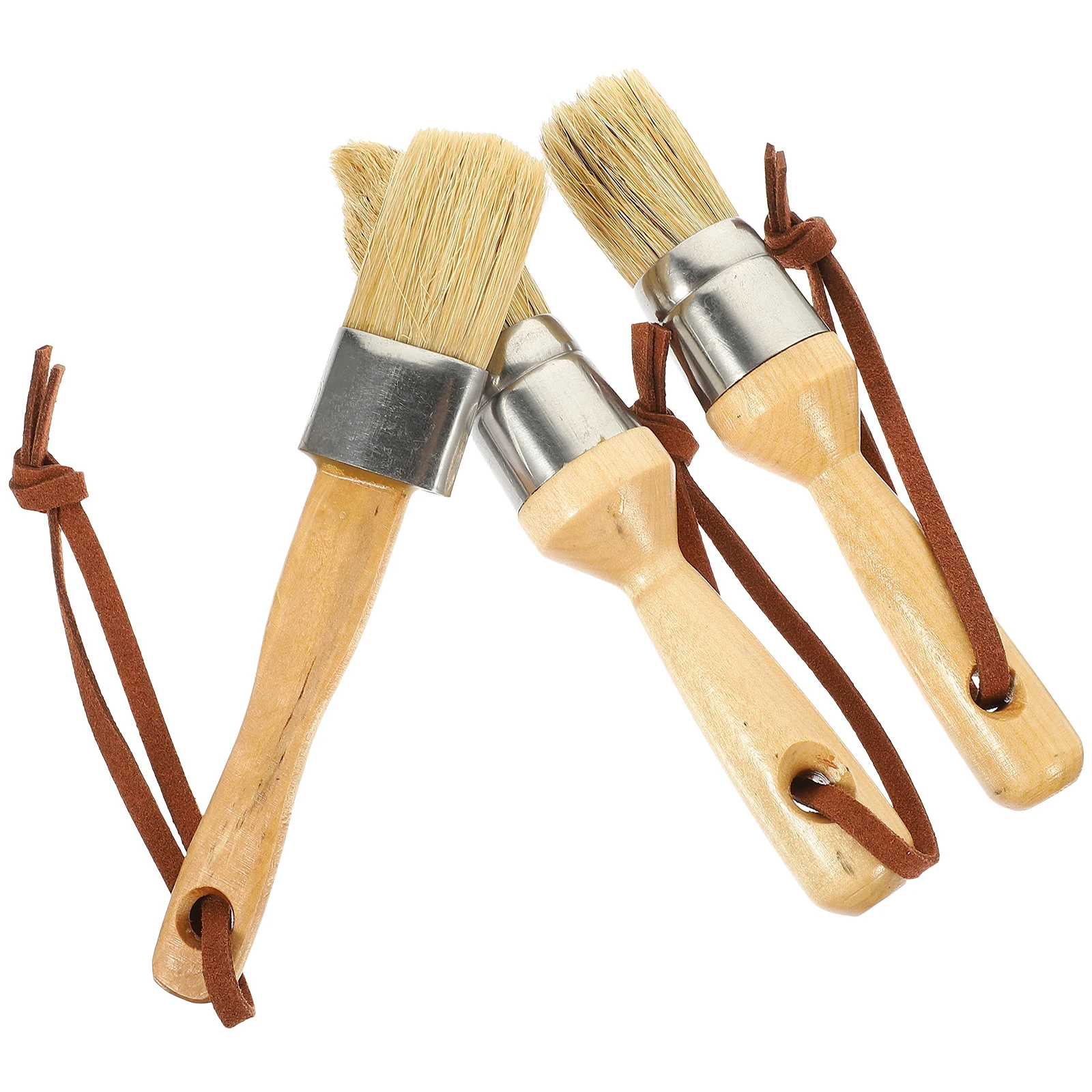 

3pcs Beech Round Brushes Long H Reusable Wood Portable Paint Watercolor Art Brushes Household Tools Compatible Chalk Milk