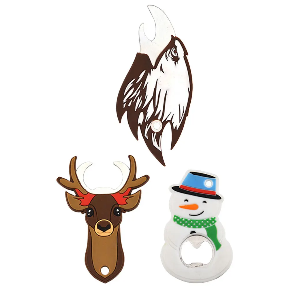 

3Pcs Cartoon Christmas Bottle Openers Decorative Beer Opener Tool Party Gifts Portable Beer Caps Removal Household Bottle Opener