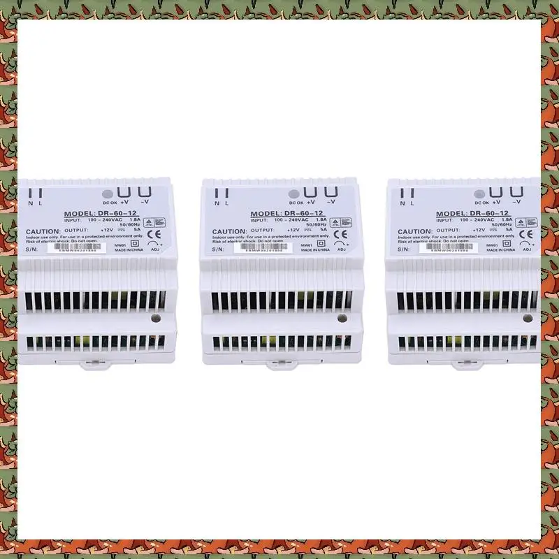 

ABLQ 3X Din Rail Power Supply 60W 12V Ac Dc Converter Dr-60-12 Power Supply 12V 60W Good Quality