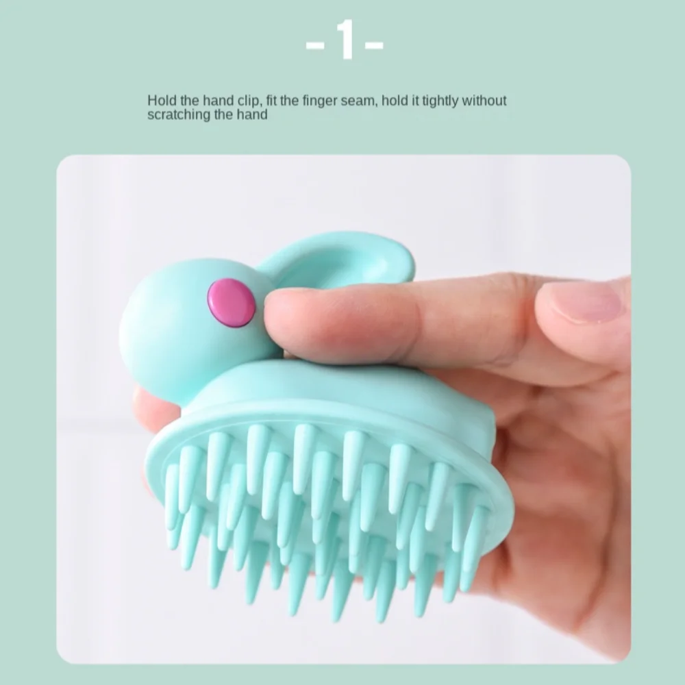 Rabbit Shape Shampoo Massage Brush Relieve Wet and Dry Use Hend Washing Comb Durable Head Spa Silicone Massage Comb Bathroom