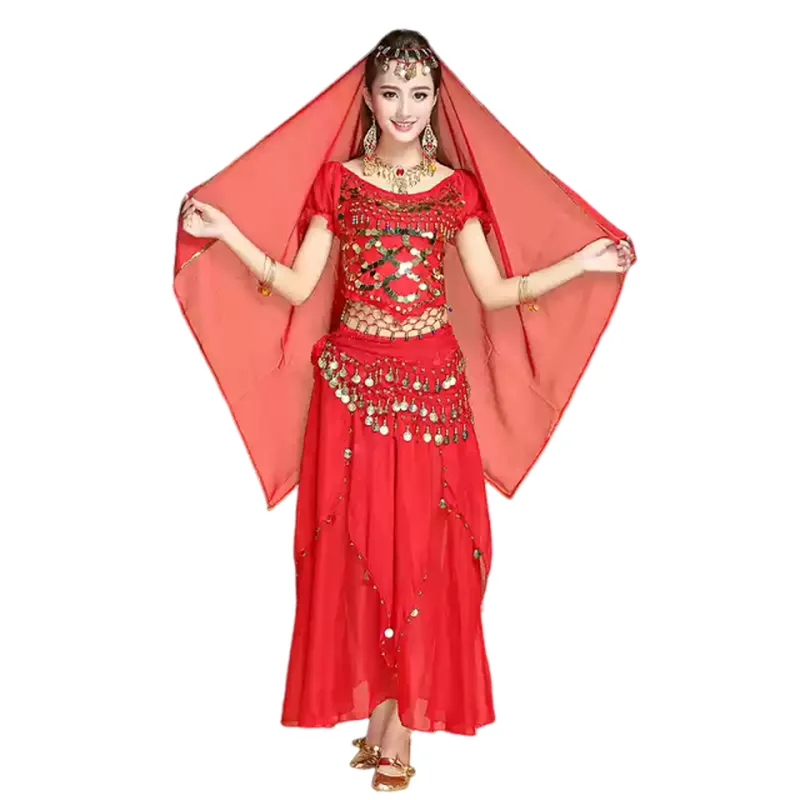 

Women's Ethnic Style Long Dress Xinjiang Indian Dance Performance Costume Belly Dance Indian Girl Dancewear