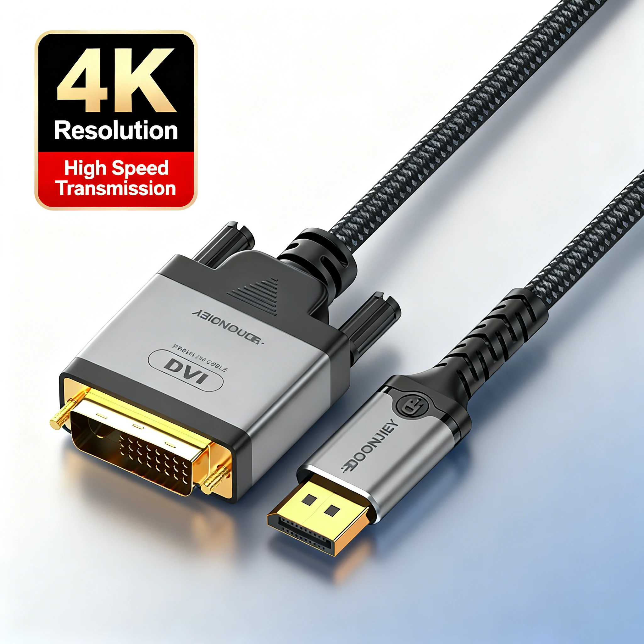 DisplayPort to DVI Cable 4K@30Hz DP to DVI-D Male to Male Video Cord Adapter for PC Laptop Monitor Projector HDTV Gaming
