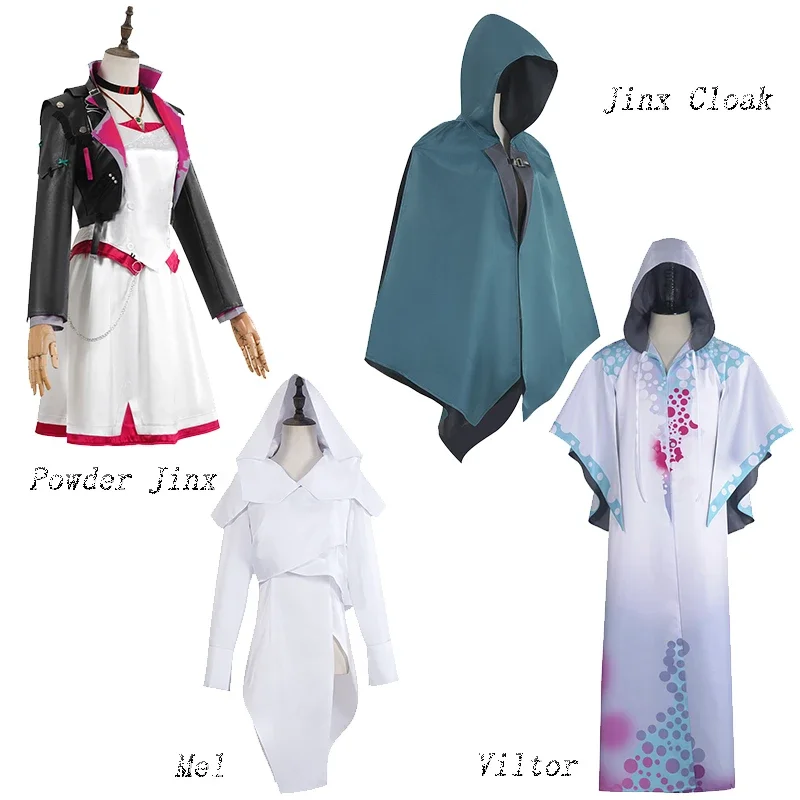

Arcane Season 2 Powder Jinx Cosplay Costume Cloak Game LOL Mel Viktor Role Play Dress Outfit Party Carnival Suits Gift