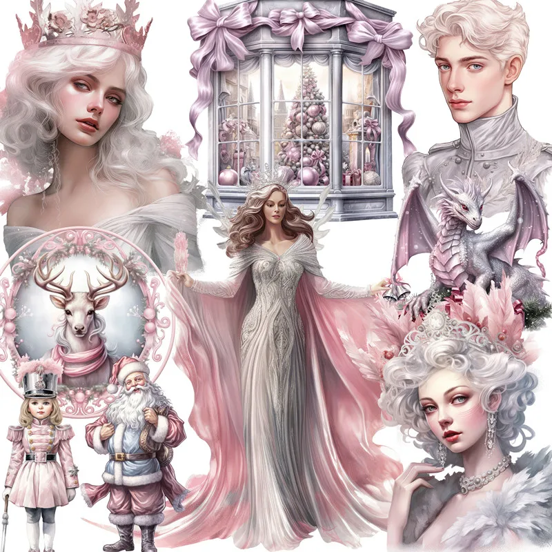 

20Pcs/Pack Winter Pink Christmas Sticker DIY Craft Scrapbooking Album Junk Journal Decorative Stickers