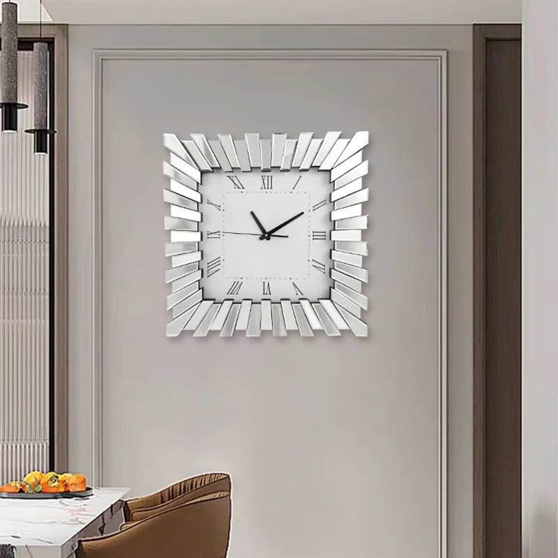 American Clock Living Room Entrance Wall Decoration Electronic Clock Fashionable Simple Glass Collage Wall Clock Light Luxury