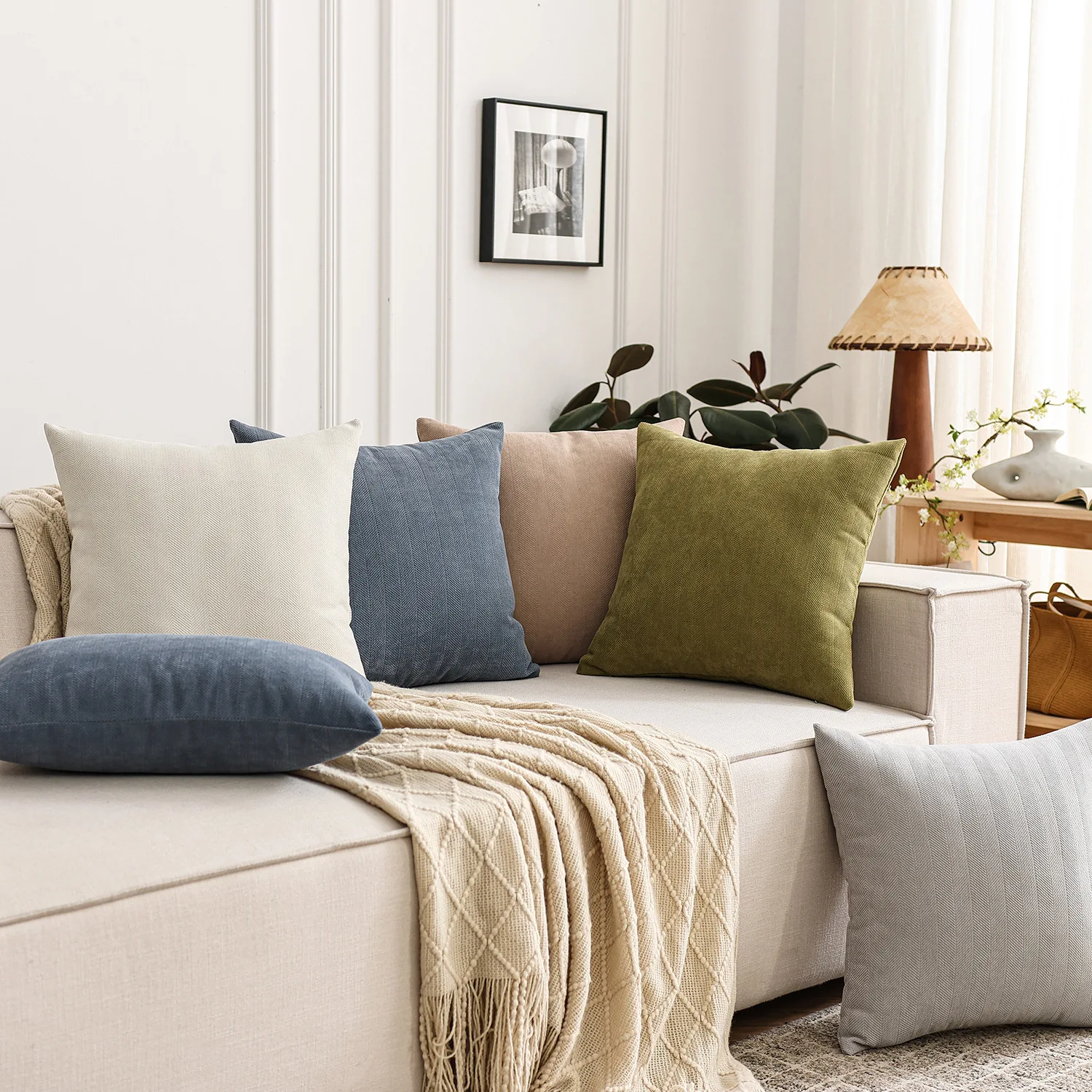 

Plain Color Simple Herringbone Pattern Throw Pillow, Sofa Living Room Cushion Cover, Office Pillow Waist Pillow Car Backrest Pad