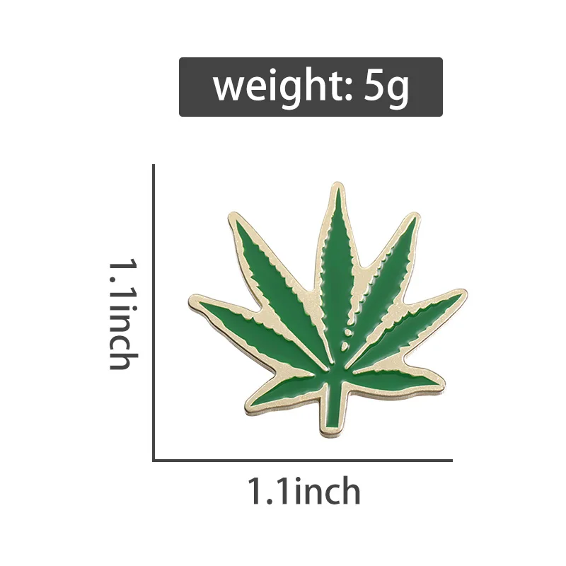 Marijuana Leaves Enamel Pins Custom Green Brooches Lapel Badges Plant Jewelry Gift for Friends