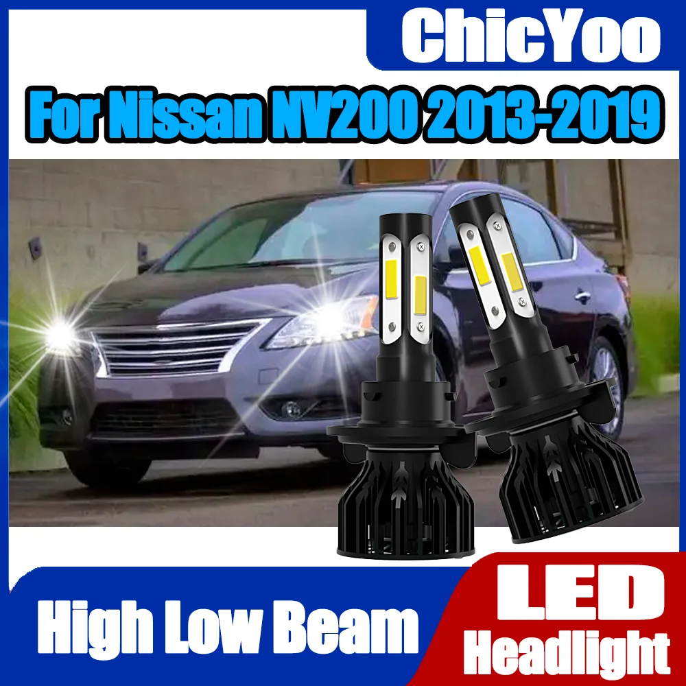 

2X H13 Фары дальнего ближнего света 120 Вт Светодиодные фары высокой мощности Автоматические турболампы 6000K Супер белый для Nissan NV200 2013-2019