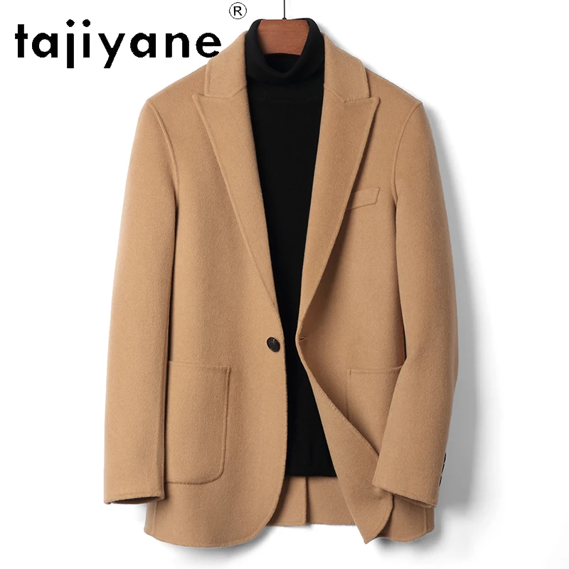 

Tajiyane 100% шерсть Autunn мужской костюм пальто все шерстяное двустороннее шерстяное однотонное молодежное модное облегающее шерстяное пальто LJ161