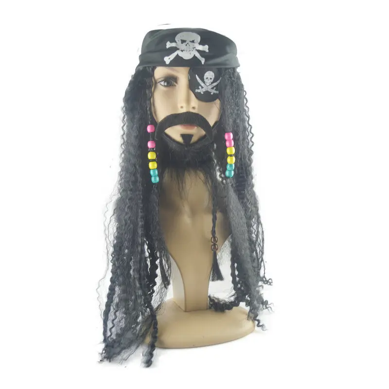 Parrucca da barba pirata nera Mardi Gras Party Beard Pirate Character Beard Styling accessori per pirati Party Halloween Props