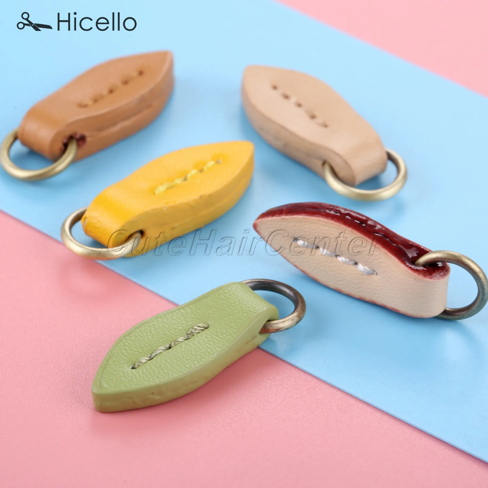 5pcs/lot Zipper Pullers Leaf Shape Pull Head Replacement Sewing Craft Fasteners Leather Alloy Pendant 33*11mm Colorful Hicello